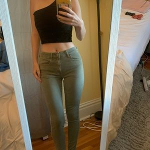Olive green high waisted skinny jean!